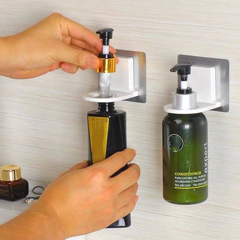 Self-Adhesive Wall Bottle Holder for Shower or Kitchen, White