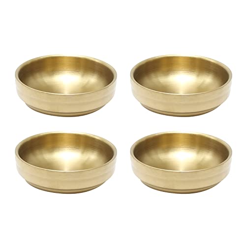 Mini Stainless Steel Sauce Dishes, 3.54 in, Gold, Set of 4