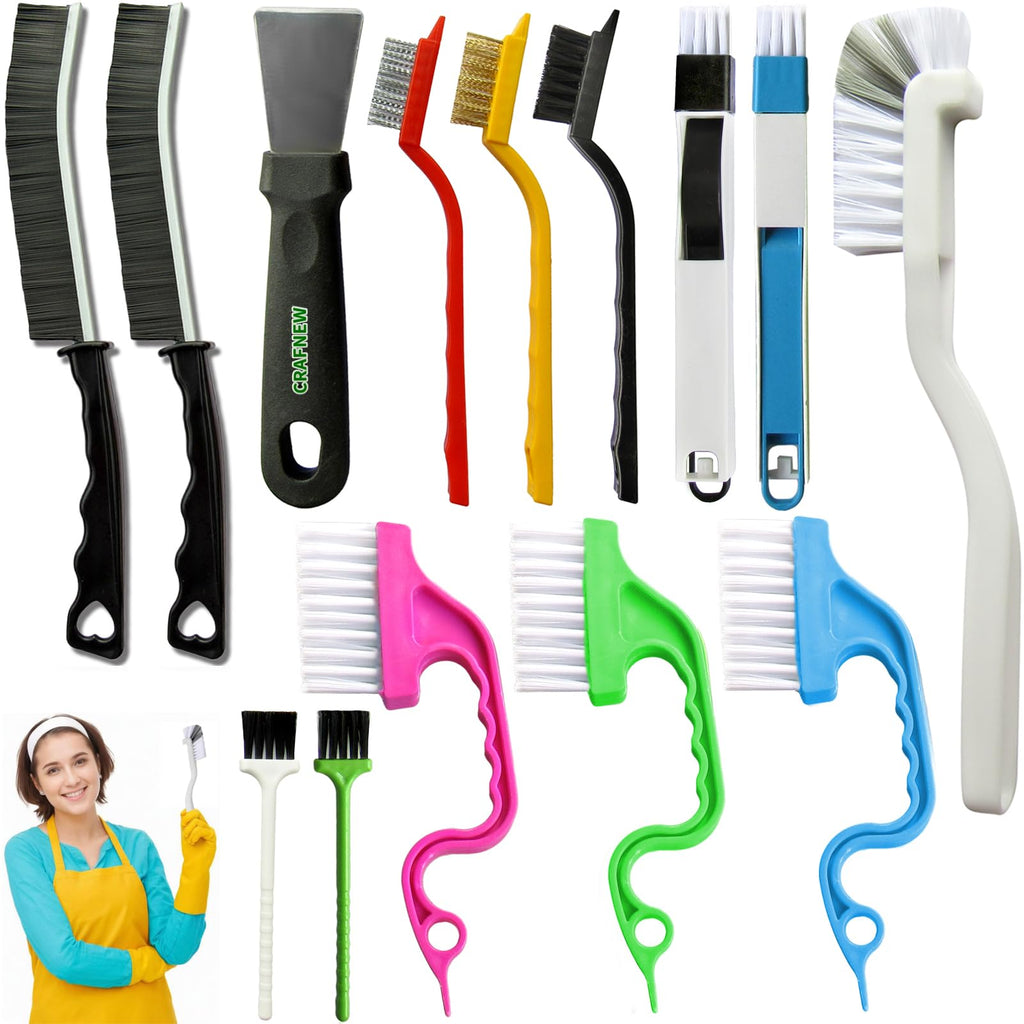 Small Crevice and Groove Cleaning Brush Set, 14 Pieces