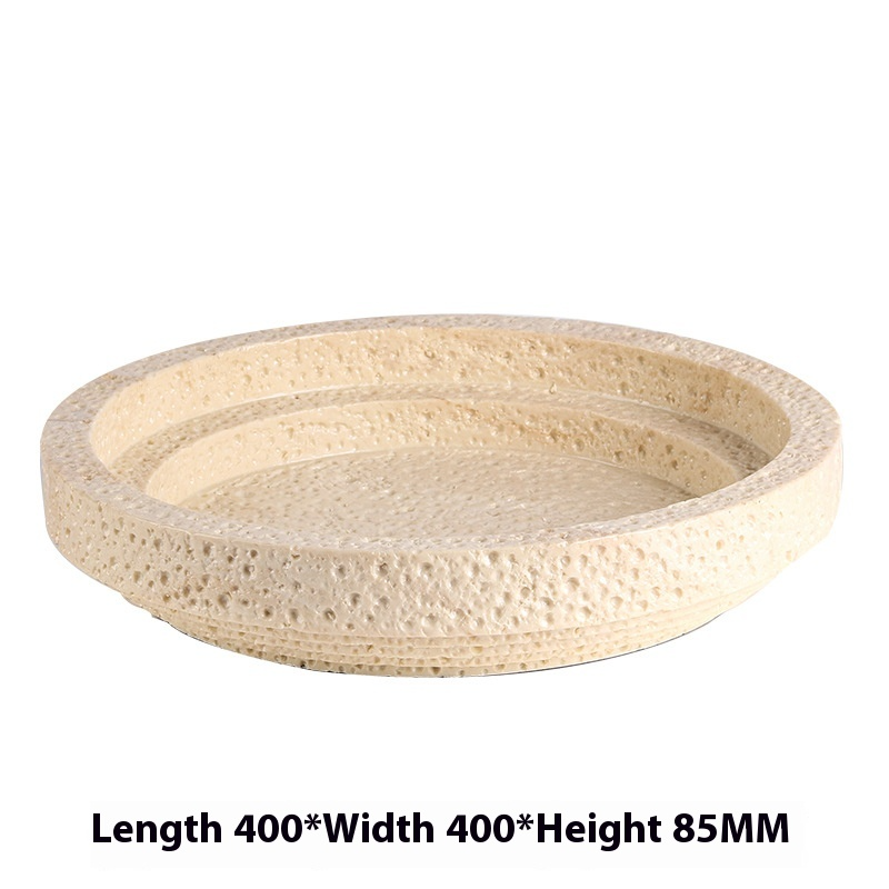 Travertine-Look Arch Sculpture, Decorative Shelf Accent, Beige