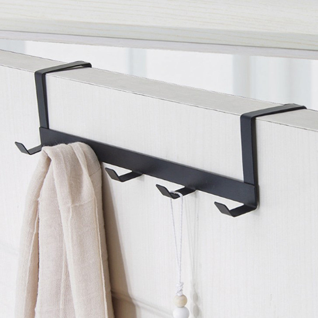 5-Hook Over-Door Organizer Rack in Wrought Iron, Holds Up to 5 kg