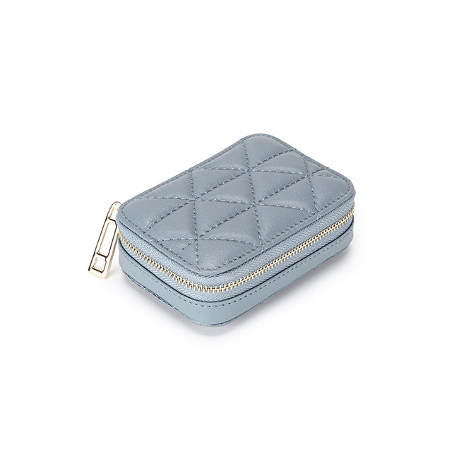 Square Leather Travel Makeup Case with Mirror, 5 Colors