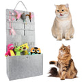 Foldable Hanging Cat Wand Toy Storage Box with Handle, Grey