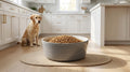 Heavy Ceramic Dog Bowl with Non-Slip Base, 60 oz, 8 in, Grey and White