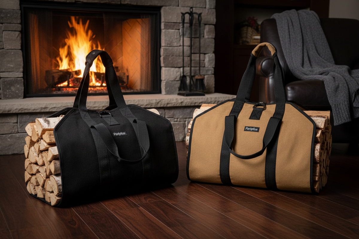 Black & Tan Canvas Firewood Log Carriers – EVERVESTA Luxury