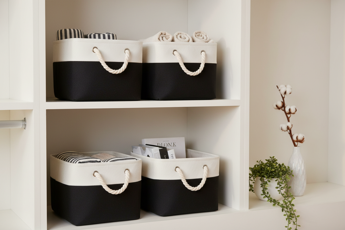 Black & White Stripe Storage Bins – EVERVESTA Luxury