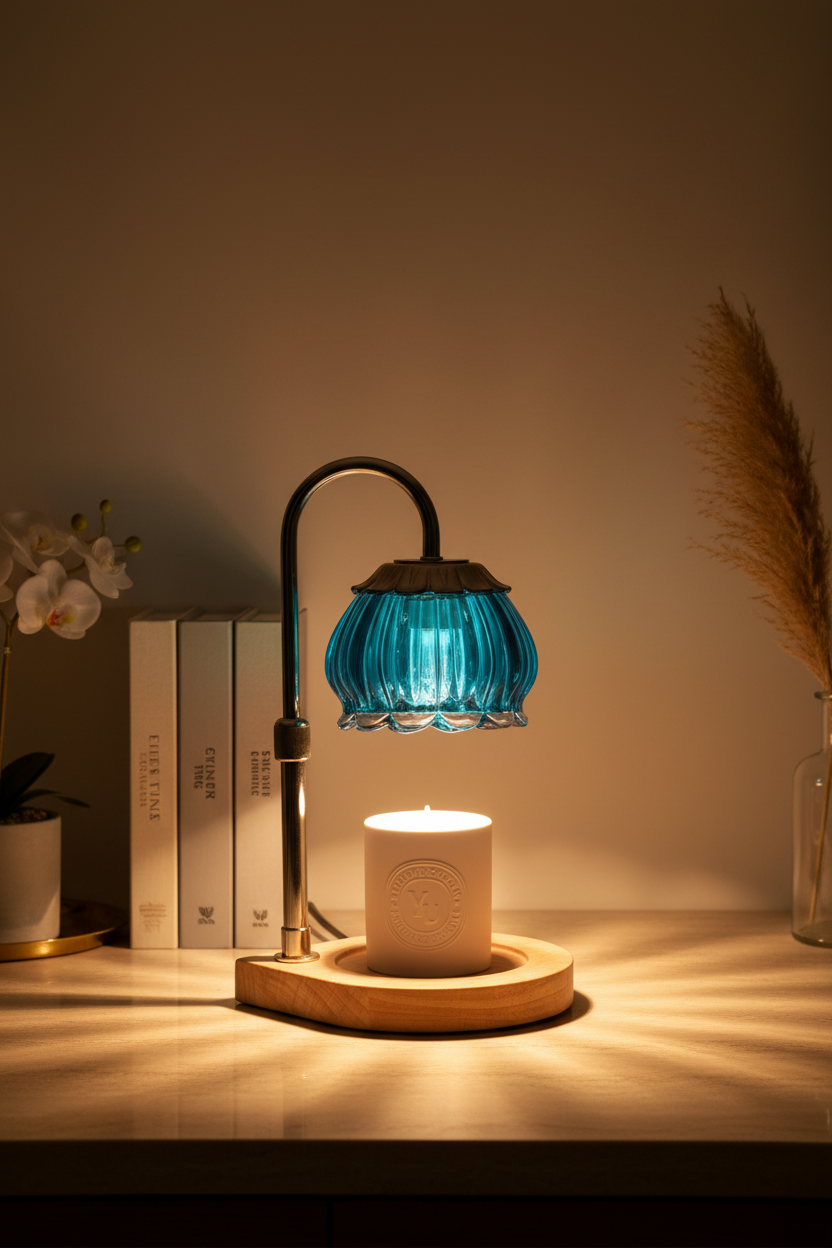 Blue Glass Gooseneck Candle Warmer Lamp – EVERVESTA Luxury