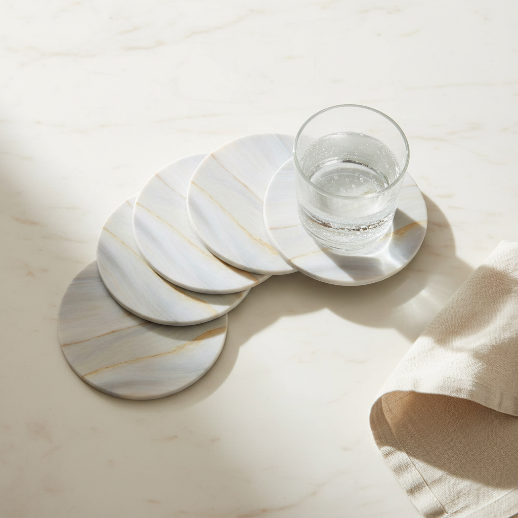 Blue Grey Gold Marble Coasters Top