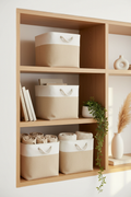 Burlap & White Fabric Storage Cube Set of 3 – EVERVESTA Luxury