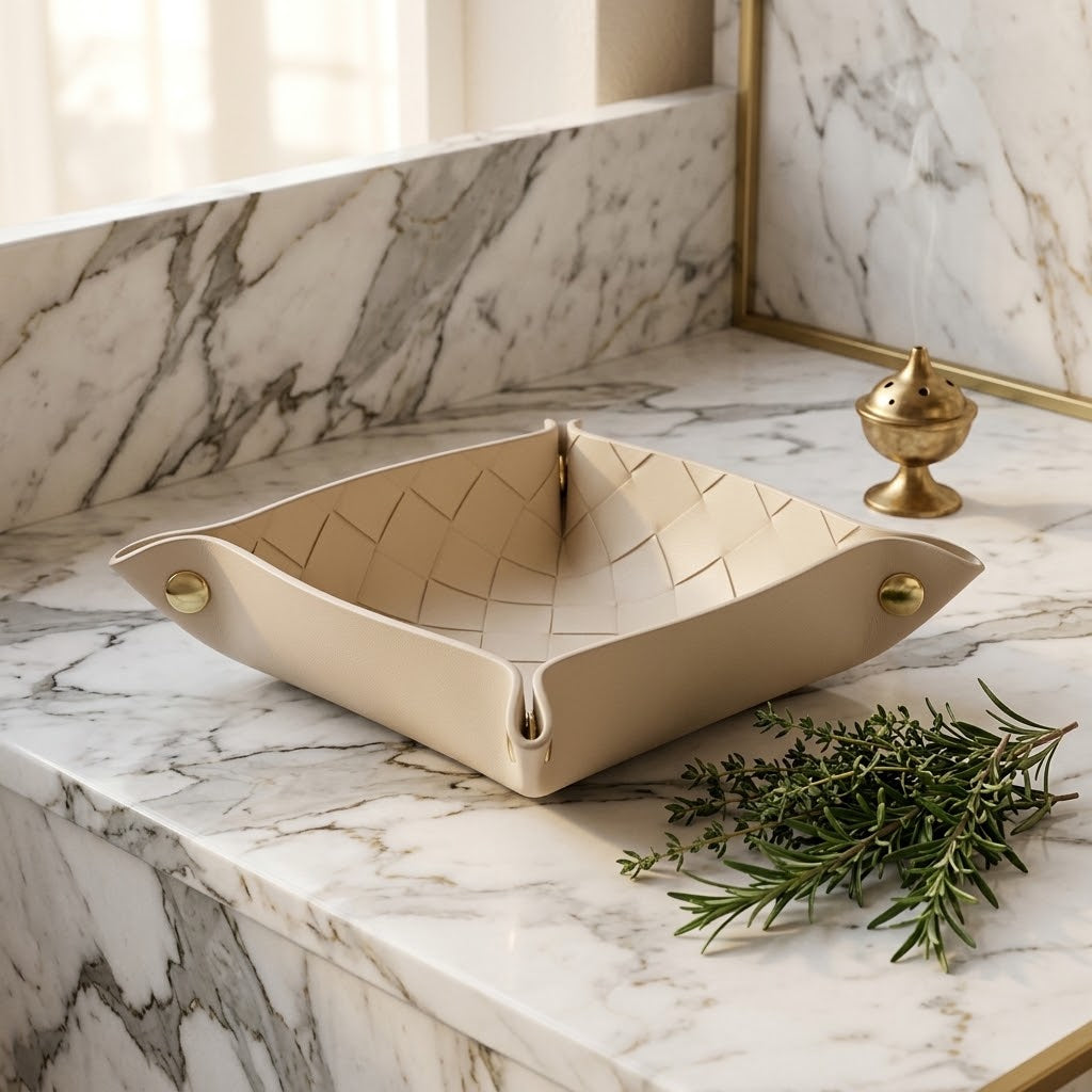 Woven Foldable Valet Tray, Catchall for Keys, Wallet and Phone