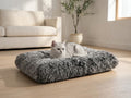 Fluffy Dog Crate Mat with Two-Tone Plush and Non-Slip Bottom, Grey