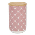 Ceramic Trellis Paw Print Pet Treat Jar with Bamboo Lid, Rose