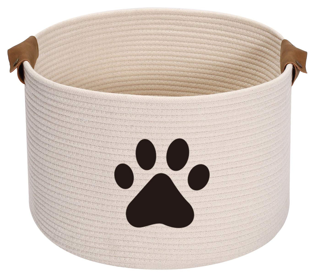 Round Woven Rope Pet Toy Basket, 15.7 x 10.6 in, Beige