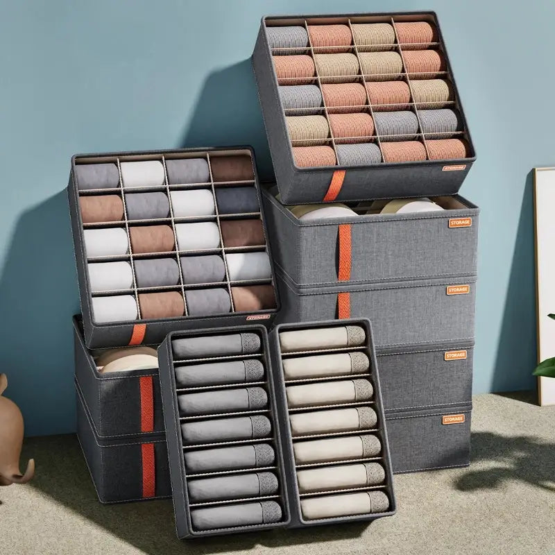 Foldable Multi-Grid Wardrobe Organizer for Pants, Socks and Ties