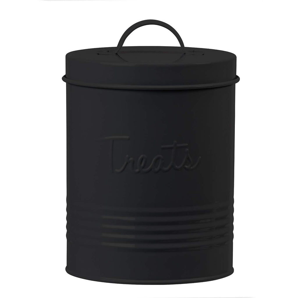 Retro Metal Pet Treat Canister, 72 oz, Matte Black