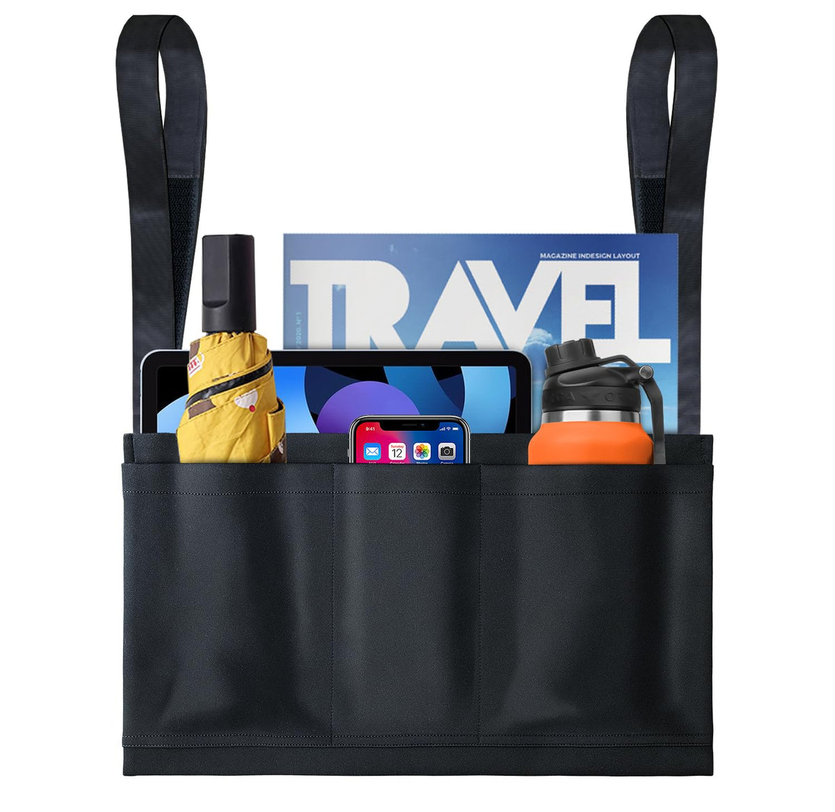 Airplane Tray Table Cover with 4 Pockets, Black