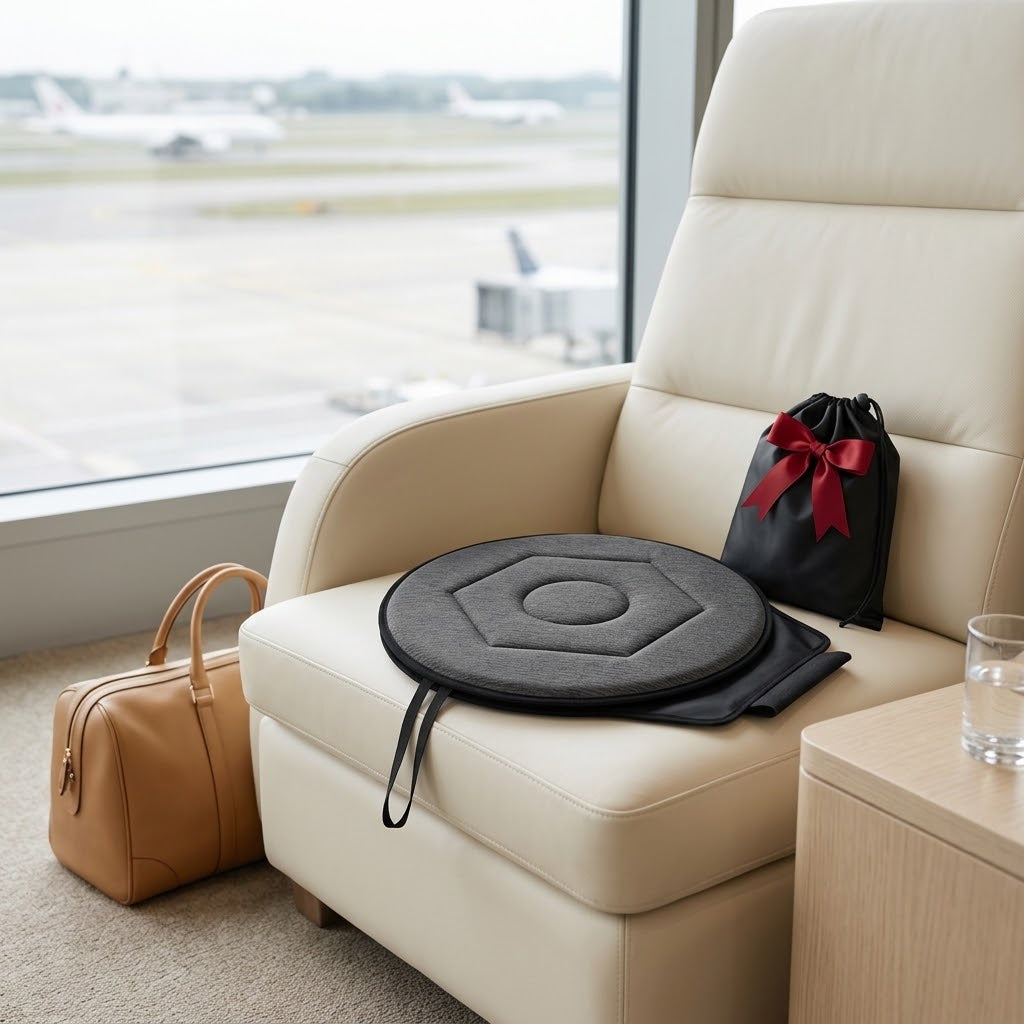 360-Degree Swivel Car Seat Cushion with Non-Slip Base, Gray