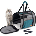 Large Soft-Sided Cat Carrier with Mesh, Foldable, Up to 20 lb, Blue