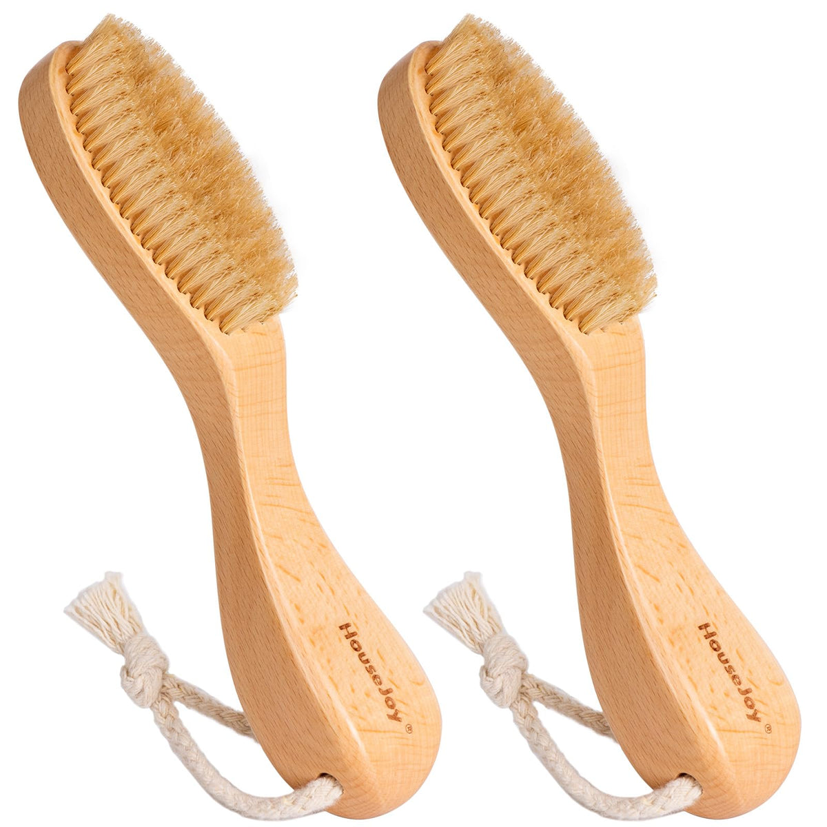 Natural Boar Bristle Laundry Stain Brushes for Clothes, 2-Pack