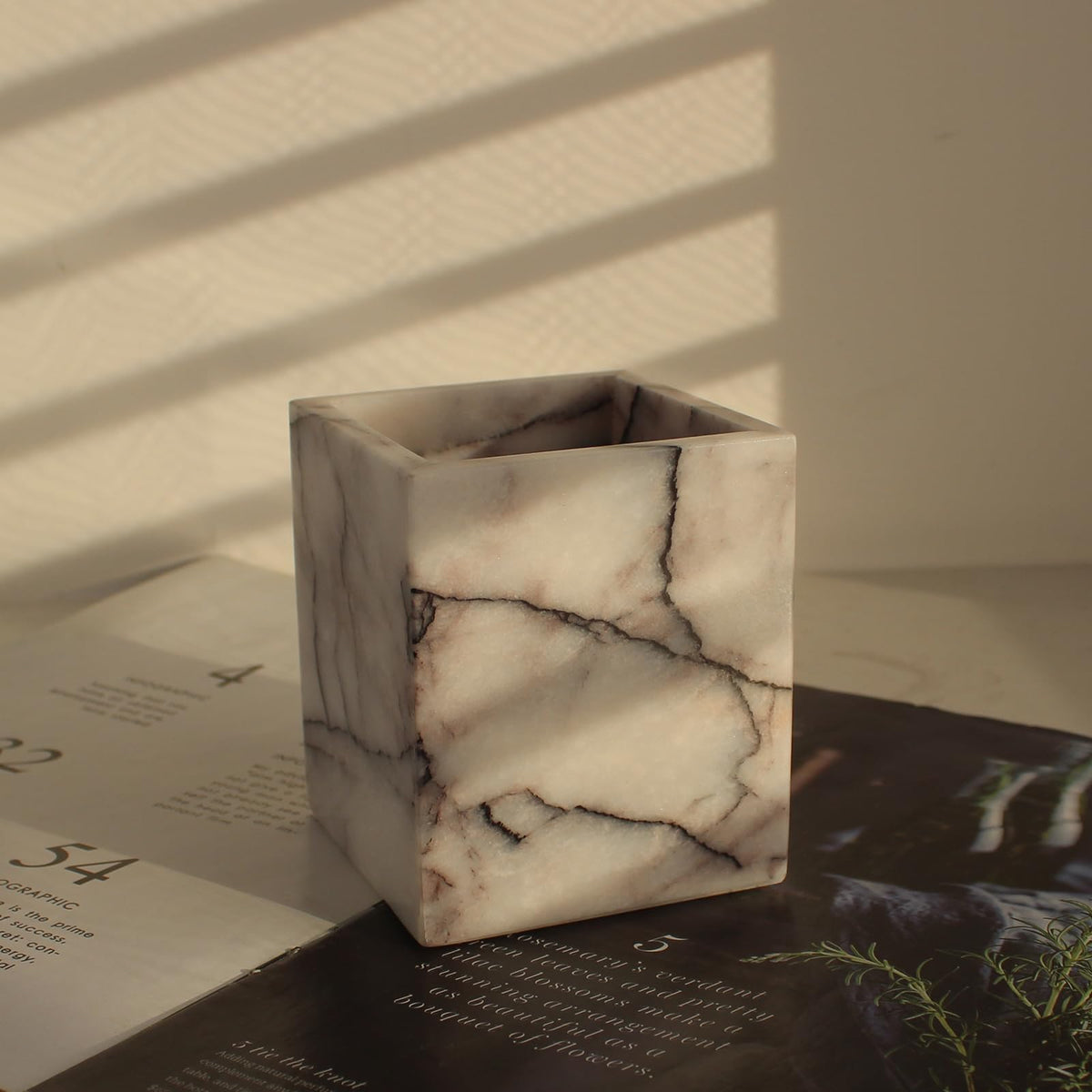 Lilac Natural Marble Toothbrush and Makeup Brush Holder
