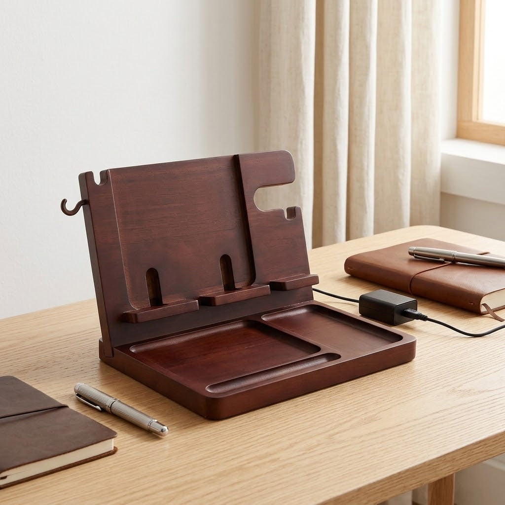 Bamboo Wireless Charging Station for 2 Phones, Watch and Earbuds