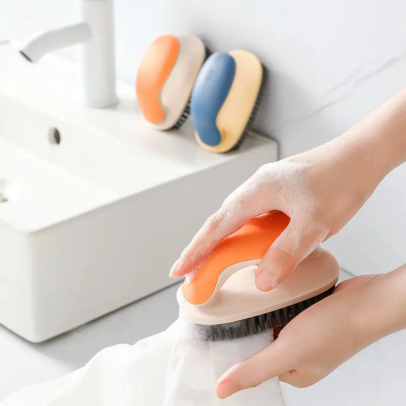 Soft-Bristle Long-Handle Shoe Washing Brush, Two-Tone