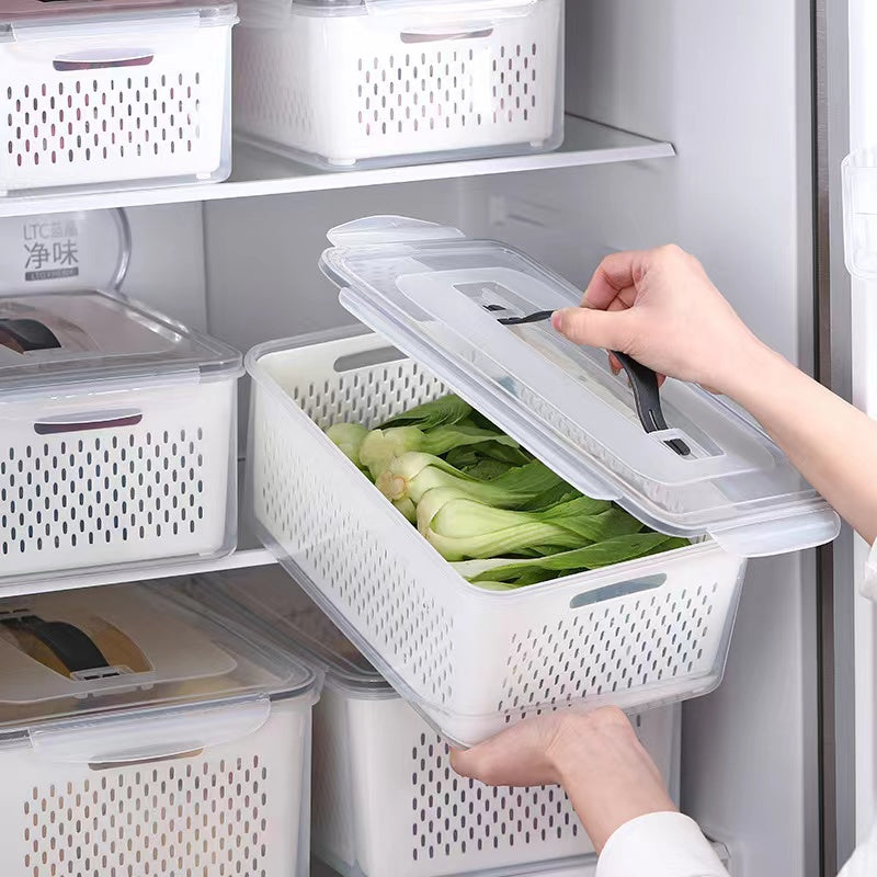 Ventilated Fridge Produce Organizer Bins for Fruit and Vegetables
