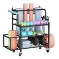 Home Gym Storage Rack with Wheels for Dumbbells, Yoga Mats and Bands