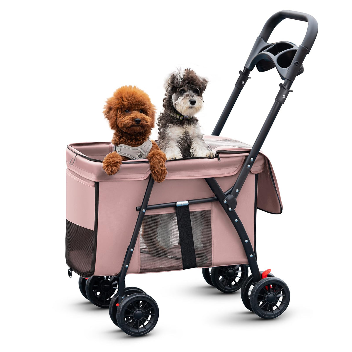 Folding Pet Stroller for Cats and Dogs, Pink