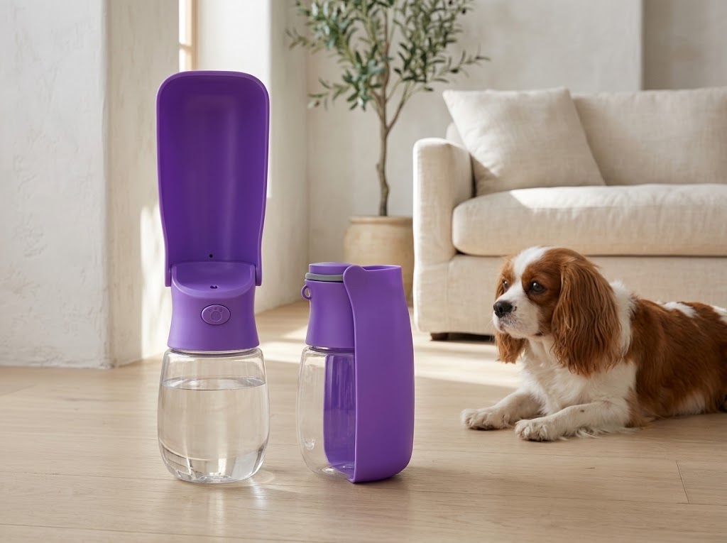 Foldable Dog Water Bottle with Drinking Feeder, 12 oz