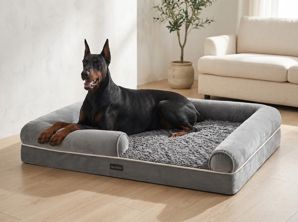 Dog Sofa Bed with Egg Crate Foam and Raised Edges, 48 x 33 in