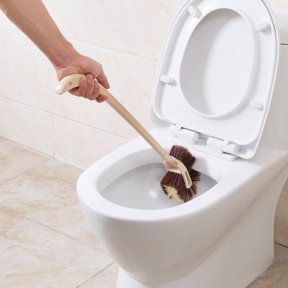 Plastic Toilet Brush with Ergonomic Handle, Brown