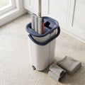 Aluminum Flat Mop and Wringer Bucket Set with 4 Microfiber Pads
