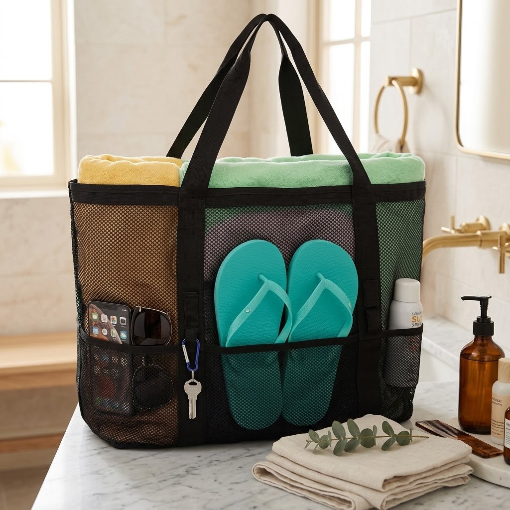 Lightweight Mesh Shoulder Storage Bag, 42 x 38 x 20 cm