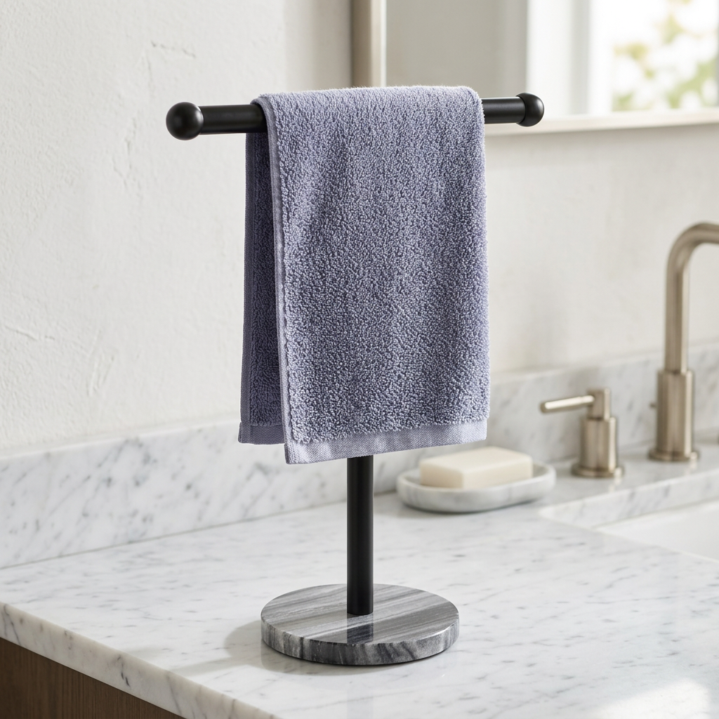 Free-Standing T-Shape Hand Towel Holder, 304 Stainless Steel, Black