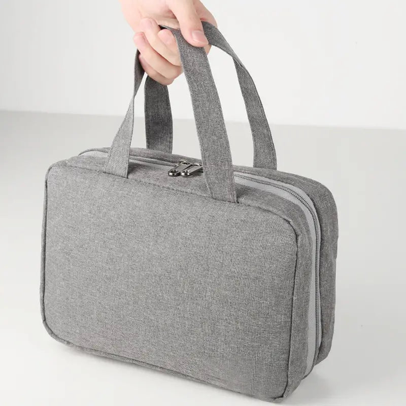Waterproof Hanging Toiletry Bag, Cube Shape, Grey