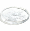 Round Natural Marble Vanity Tray, 10 x 1 in, White