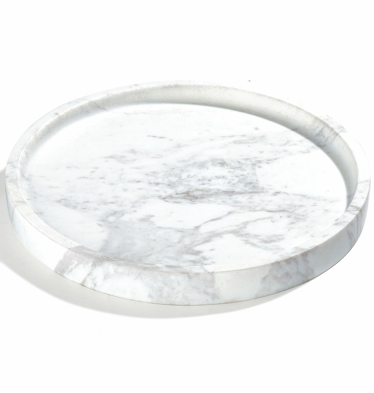 Round Natural Marble Vanity Tray, 10 x 1 in, White