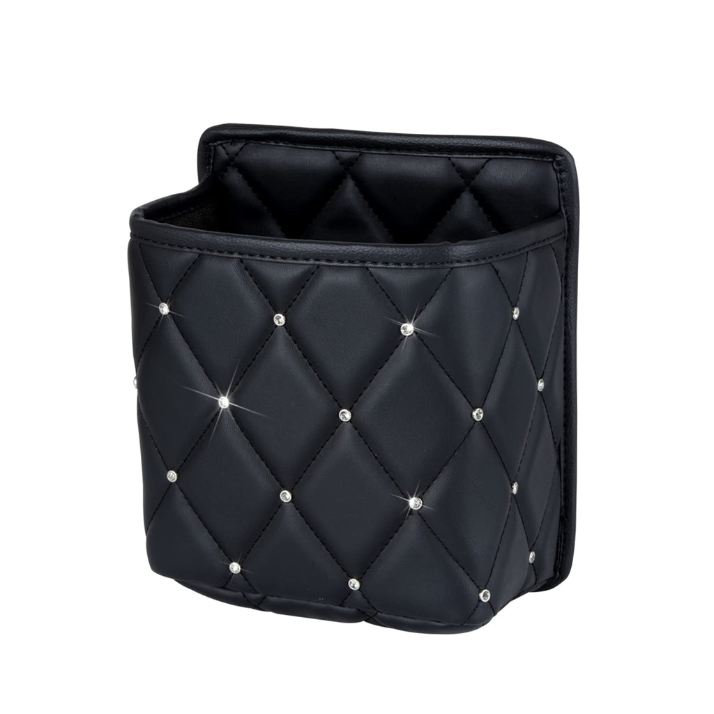 Crystal-Accented Car Seat Organizer with Side Handle, Black