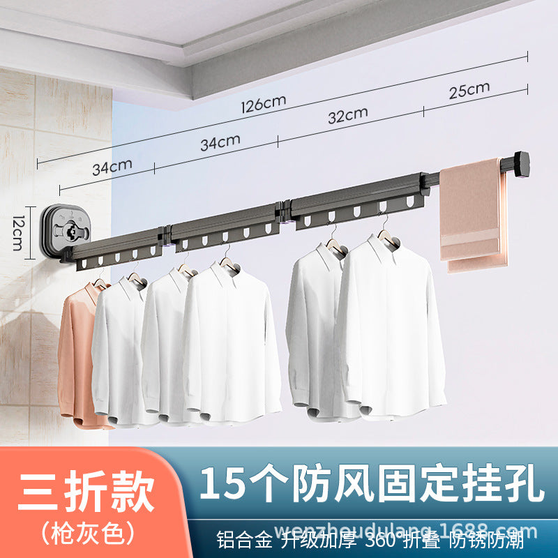 Wall-Mounted Foldable Drying Rack, Suction or No-Drill Mount