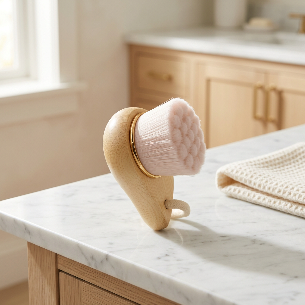 Non-Electric Facial Exfoliating Brush with Bamboo Handle, Sensitive Skin