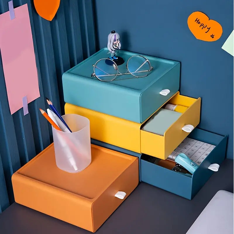 Stackable Open Desk Drawer Organizer in Four Colors