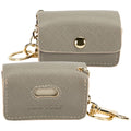 Vegan Leather Dog Poop Bag Holder Pouch for Leash, Grey
