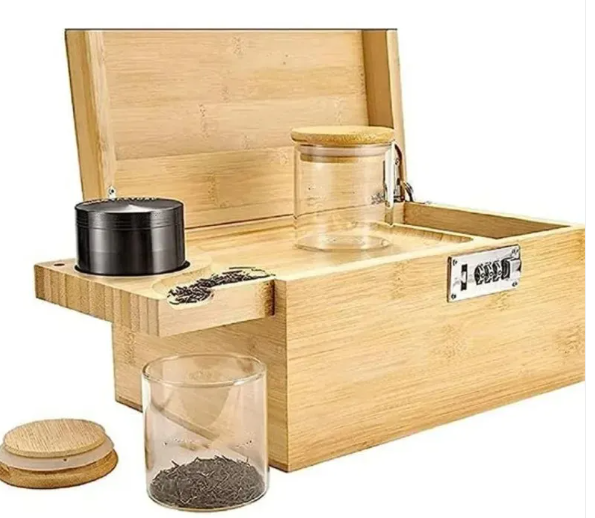 Large Bamboo Lock Box with Combination Lock for Valuables