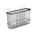 No-Drill Iron Wall Basket Rack with 2 Hooks, Black or White