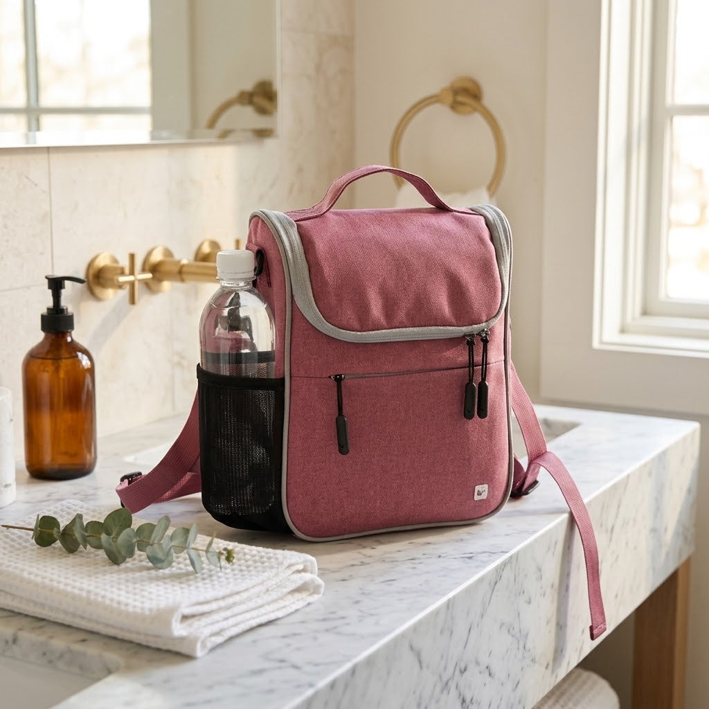 Water-Resistant Bike Handlebar Bag with Rain Cover, Rose