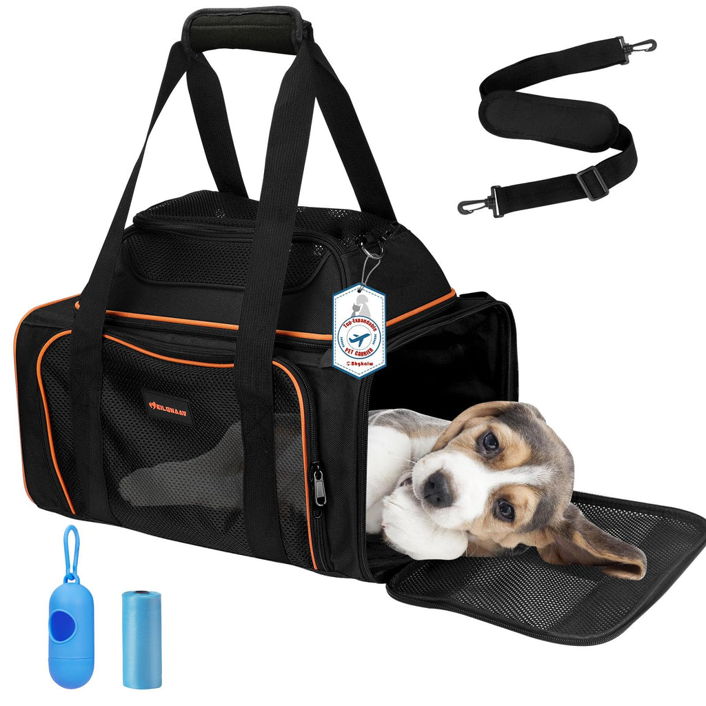 Soft-Sided Cat Carrier with Harness and Scratch-Resistant Net, Brown