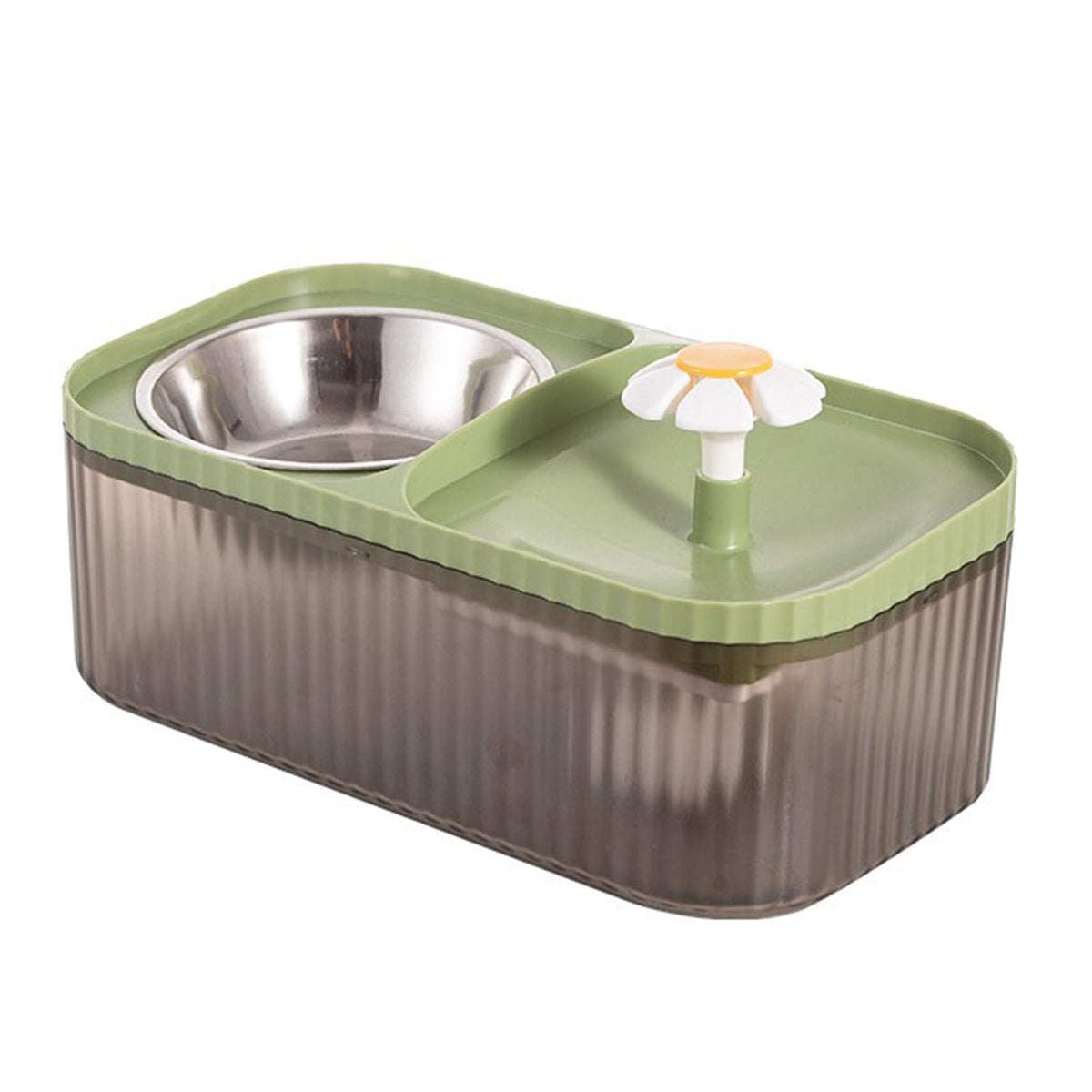 2-in-1 Cat Water Fountain and Food Bowl Station, Green