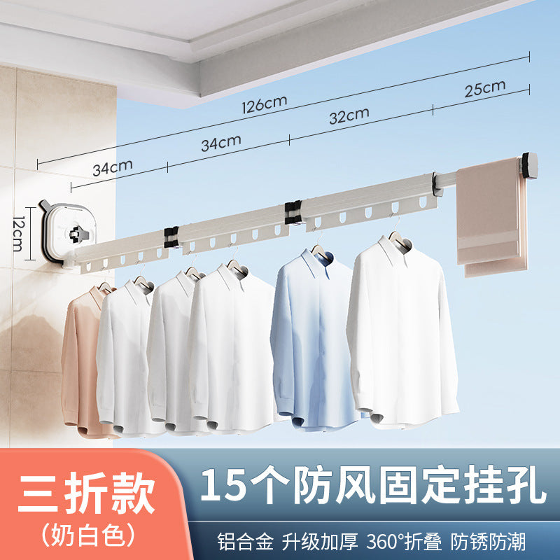 Wall-Mounted Foldable Drying Rack, Suction or No-Drill Mount