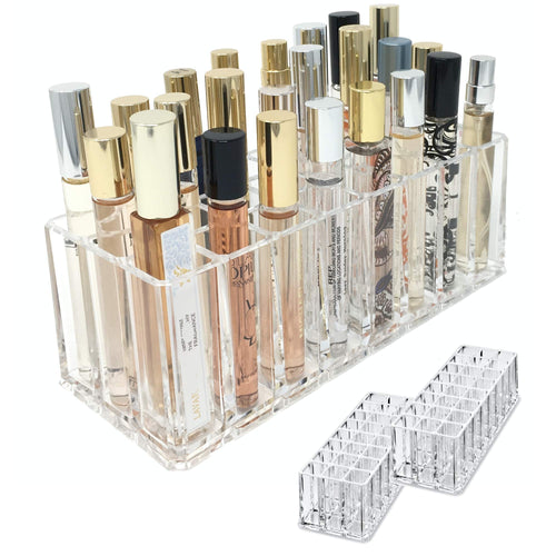 24-Slot Clear Acrylic Rollerball Perfume Display, 9.17 x 3.5 in